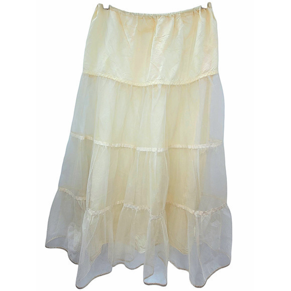 Vintage Rockabilly Crinoline Elastic Waist Teared‎ Maxi Skirt